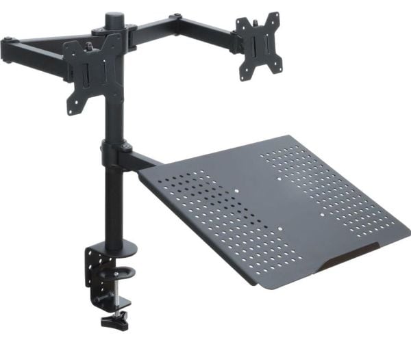 ART L-25 - Monteringssett - for 2 LCD-skjermer / bærbar PC - metall - svart - skjermstørrelse: 13"-27" - monteringsgrensesnitt: 100 x 100 mm - skri...