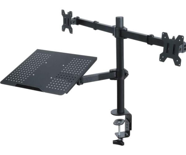 ART L-25 - Monteringssett - for 2 LCD-skjermer / bærbar PC - metall - svart - skjermstørrelse: 13"-27" - monteringsgrensesnitt: 100 x 100 mm - skri...