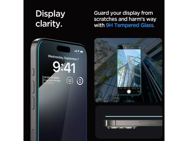 Spigen Glas.tR EZ Fit HD, Apple, iPhone 15 Pro Max, Musta, Läpinäkyvä, 1 kpl