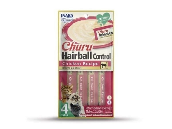 INABA Churu Hairball Chicken - godbid til katte - 4x14 g