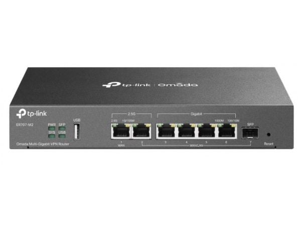 TP-Link Omada ER707-M2, Ethernet WAN, 2.5 Gigabit Ethernet, Raskt Ethernet, Gigabit Ethernet, Svart