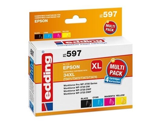 Edding EDD-597, 22,4 ml, 14 ml, 1100 sider, 950 sider, 4 stykker, Enkeltpakke
