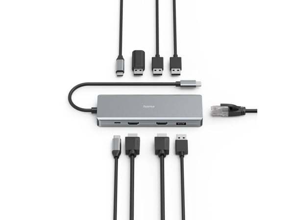 Hama Essential Line CONNECT2Media - Dokkingstasjon - for bærbar, skrivebord, bærbar - USB-C 3.2 Gen 1 / Thunderbolt 3 / Thunderbolt 4 - 2 x HDMI - ...