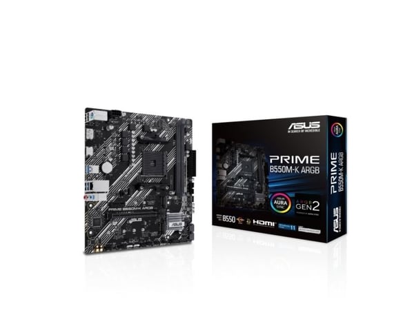 ASUS PRIME B550M-K ARGB - Hovedkort - micro ATX - Socket AM4 - AMD B550 Chipset - USB 3.2 Gen 1 - Gigabit LAN - innbygd grafikk (CPU kreves) - HD-l...