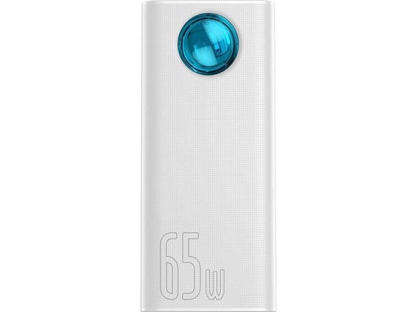Eksternt batteri Baseus Amblight 30000mAh, 4xUSB, USB-C, 65W - hvit