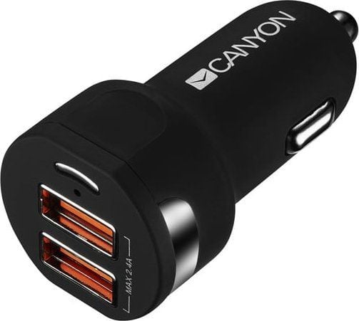 Canyon C-04 - Bilstrømadapter - 2.4 A - 2 utgangskontakter (USB) - svart