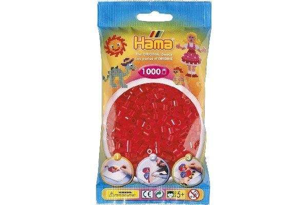 Hama midihelmet 1000 kpl transp. Punainen