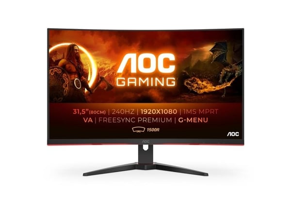 AOC | Gaming C32G2ZE/BK - LED-skärm - Böjd - 31,5" (1920 x 1080) - @240Hz - VA-panel - 1ms | Svart/röd