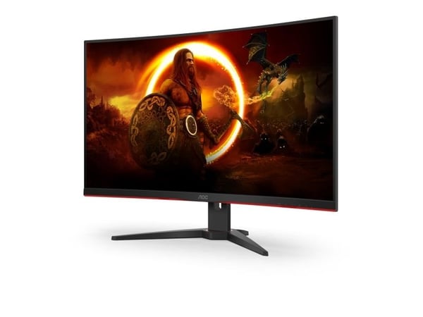 AOC | Gaming C32G2ZE/BK - LED-skjerm - Buet - 31,5" (1920 x 1080) - @240Hz - VA-panel - 1ms | Svart/rød