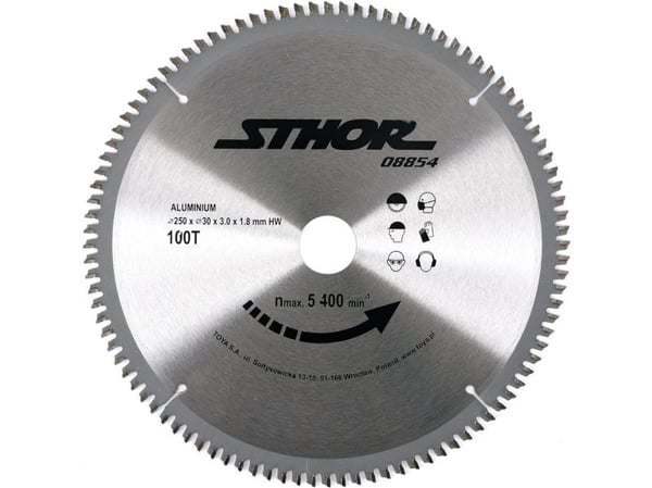 Sthor sirkelsagblad med hardmetall for aluminium 250x30 mm 100 t (08854)