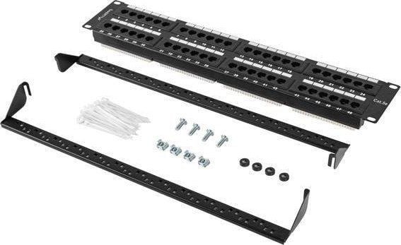Lanberg - Koblingspanel - rackmonterbar - CAT 5/5e - UTP - RJ-45 X 48 - RAL 9004, svart - 2U - 19"