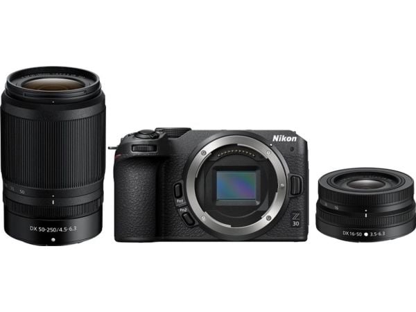 Nikon Z 30 + 16-50 + 50-250 VR Kit, 20,9 MP, 5568 x 3712 pikseliä, CMOS, 4K Ultra HD, Kosketusnäyttö, Musta