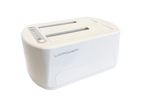 LC Power LC-DOCK-U3-VI - HDD / SSD-dokkestasjon - 2.5", 3.5" - 2 Kanal - SATA - USB 3.2 (Gen 2x1) - hvit, eggeskall
