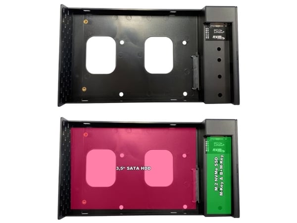 LC Power LC-DOCK-C-35-M2 - HDD / SSD-dokkestasjon - M.2 - 2 Kanal - M.2 Card (PCIe NVMe & SATA) - USB 3.2 (Gen 2x1) - svart