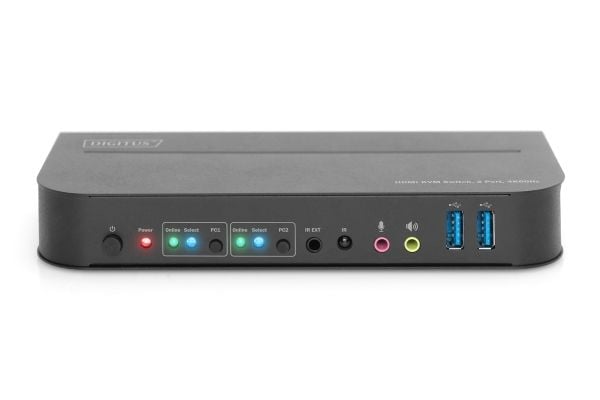 DIGITUS - KVM / video / lydbryter - 2 x KVM port(s) - stasjonær, veggmonterbar