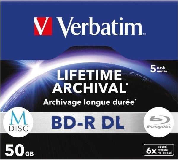 Verbatim M-Disc - 5 x BD-R DL - 50 GB 6x - matt sølv - CD-eske