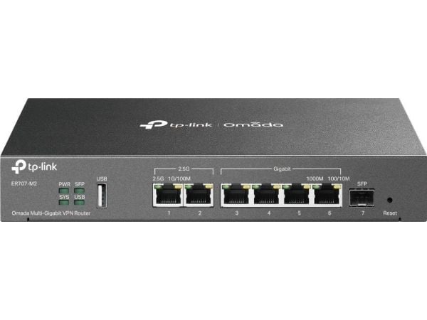 TP-Link Omada ER707-M2, Ethernet WAN, 2.5 Gigabit Ethernet, Raskt Ethernet, Gigabit Ethernet, Svart