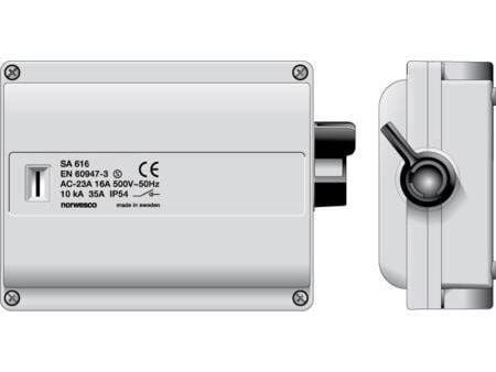 Turvakytkin 16A 6P+N+JHarmaa, musta lukittava kahvaM16/M25 7.5kW IP54