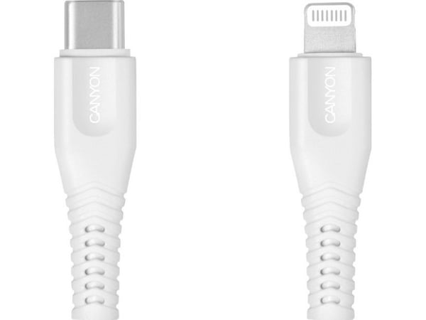 Canyon MFI-4, 1,2 m, Lightning, USB C, Hankjønn, Hankjønn, Hvit