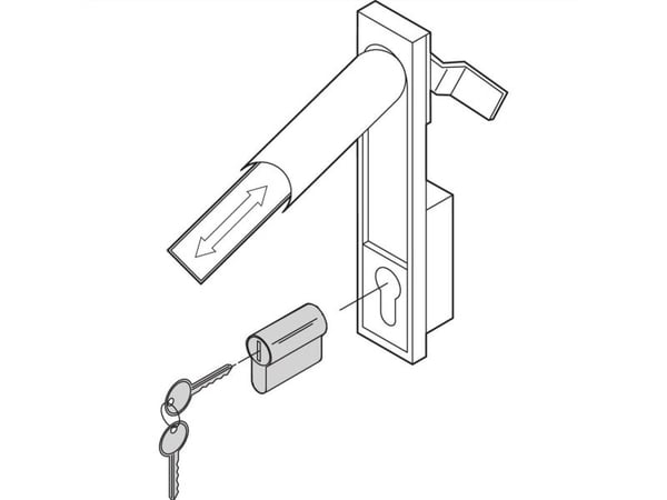 Schroff DIN locking cylinder with adapter