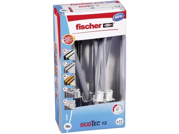 Vipp-/hylldübel Fischer DuoTec 12 för skruvar 5,0 x 6,0 mm plast