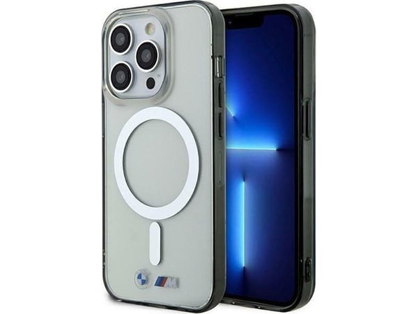 Case BMW BMHMP14XHCRS iPhone 14 Pro Max 6.7" transparent Hardcase Silver Ring MagSafe