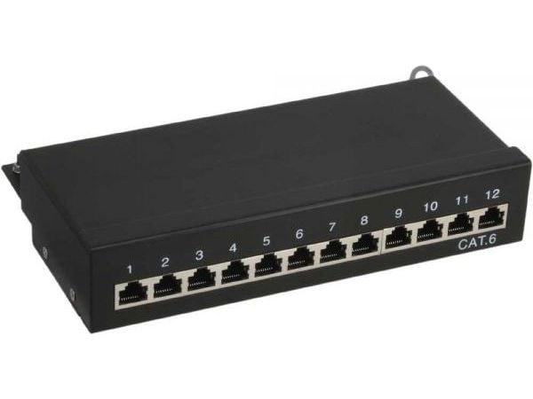 InLine 76209S, RJ-45, Cat6, Seinäkiinnitys, musta, 792 g, 185 mm