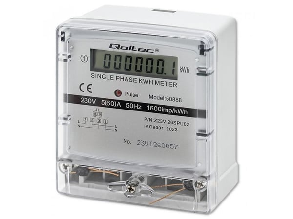 Qoltec yksivaiheinen elektroninen mittari | energiankulutusmittari | 230V | LDC