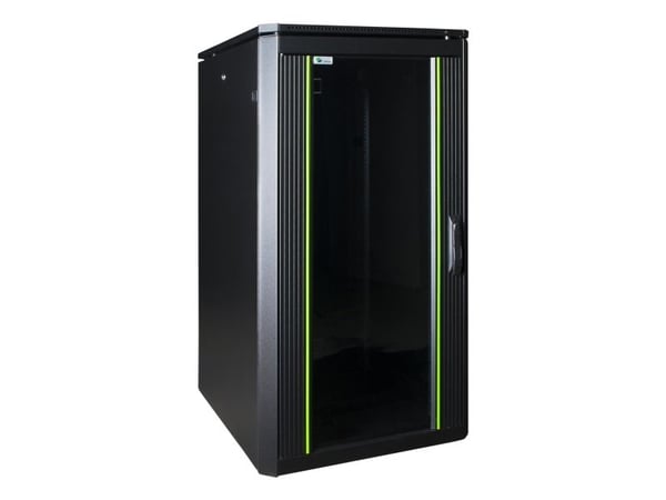 Lanview RDL22U68BL, Itseseisova teline, 22U, 2000 kg, Näppäinlukko, Kotelon kiskot, Säädettävät jalat