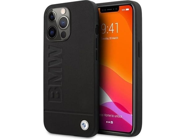 partnertele Original BMW frontpaneldeksel BMHMP14LSLLBK for iPhone 14 Pro (Hot Stamp og Metal Logo + MAG / Black)