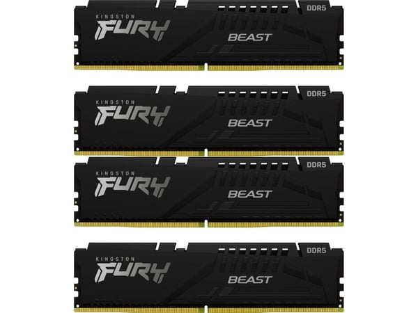 Kingston FURY Beast - DDR5 - sett - 64 GB: 4 x 16 GB - DIMM 288-pin - 5200 MT/s / PC5-41600 - CL40 - 1.25 V - ikke-bufret - on-die ECC - svart