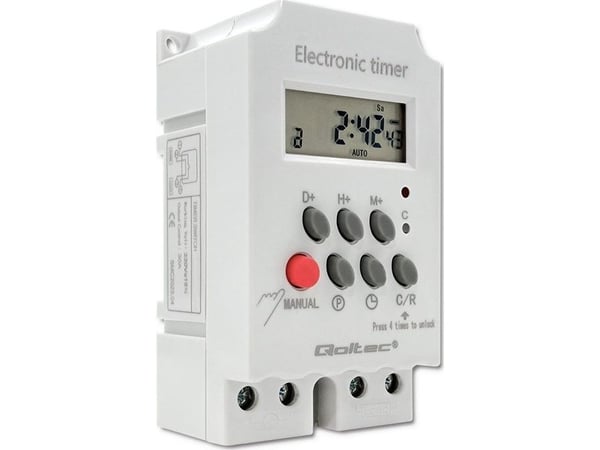 Qoltec PC0629 - Automatisk strømsvitsj (DIN-skinnemonterbar) - LCD - hvit