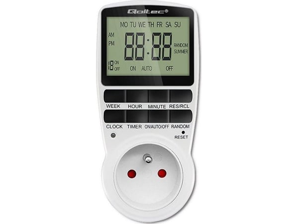 Qoltec elektroninen ajastin PC0628 | 3680W | 16A | LCD-näyttö