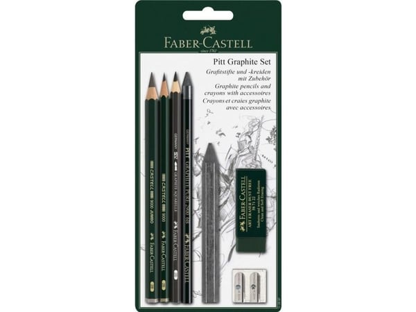 Faber-Castell Pitt Graphite set - Sett med fettstift og blyant - grafitt - 2B, 6B - 5 deler