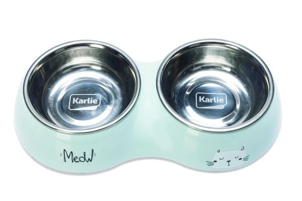 Double Cat Bowl Karlie 2X220ml Blue