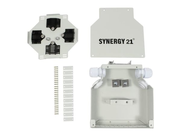 LWL patchpanel for DIN-skinne 12x LCDuplex/SCSimplex-kontakter uten koblinger lysgrå Synergy 21