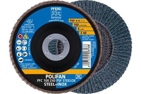PFERD PFC 100 Z 40 PSF STEELOX/16.0, Metall, 15300 o/min, 10 cm, 10 stk.