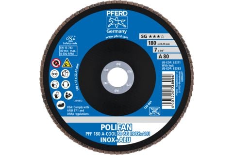 PFERD 67658185, Klaffskive, Aluminium, Rustfritt stål, Ikke-jernholdig metall, 18 cm, Alle merker, Nedtrykket senter, 2,22 cm