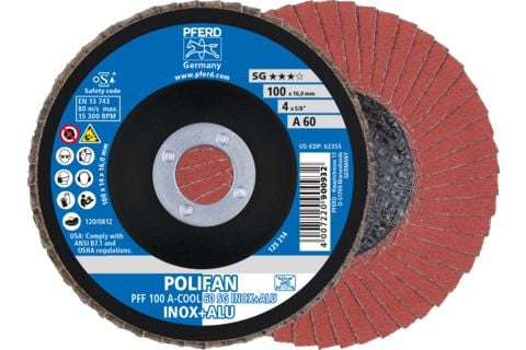 PFERD 67656100, Klaffskive, Aluminium, Rustfritt stål, Ikke-jernholdig metall, 10 cm, Alle merker, Nedtrykket senter, 1,6 cm