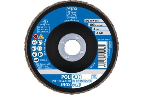 PFERD 67656100, Klaffskive, Aluminium, Rustfritt stål, Ikke-jernholdig metall, 10 cm, Alle merker, Nedtrykket senter, 1,6 cm