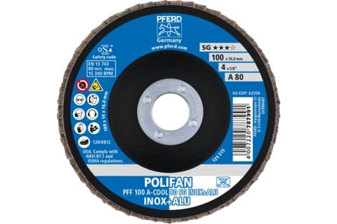 PFERD 67658100, Klaffskive, 10 cm, Alle merker, Nedtrykket senter, 1,6 cm, 15300 RPM