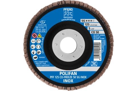 PFERD 67612550, Lamellskive, Nedsenket senter, Rustfritt stål, Alle merker, 2,22 cm, 12,5 cm