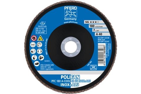 PFERD 67754185, Klaffskive, Aluminium, Rustfritt stål, Ikke-jernholdig metall, 18 cm, Alle merker, Nedtrykket senter, 2,22 cm