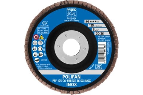 PFERD 67612536, Lamellskive, Nedsenket senter, Rustfritt stål, Alle merker, 2,22 cm, 12,5 cm