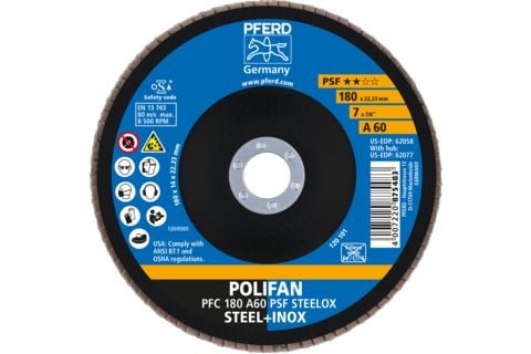 PFERD PFC 180 A 60 PSF STEELOX, metall, 8500 o/min, 18 cm, 10 stk.