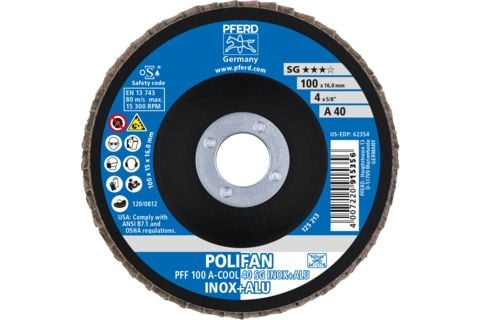 PFERD 67654100, Klaffskive, Aluminium, Ikke-jernholdig metall, Rustfritt stål, 10 cm, Alle merker, Nedtrykket senter, 1,6 cm