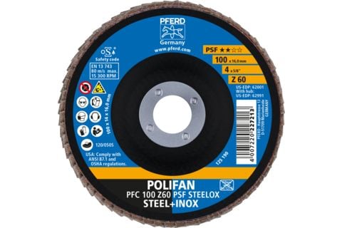 PFERD PFC 100 Z 60 PSF STEELOX/16.0, Metall, 15300 o/min, 10 cm, 10 stk.