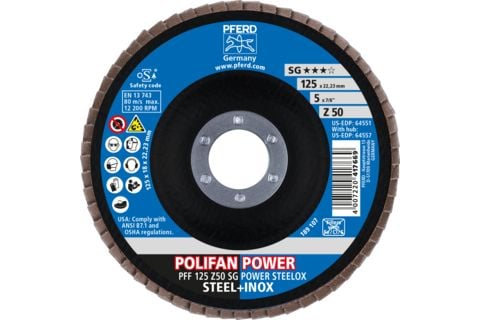 PFERD TOOLS 67685126 Metallskive for sliping Diameter 125 mm Borediameter 22,23 mm Rustfritt stål, Stål 10 stk