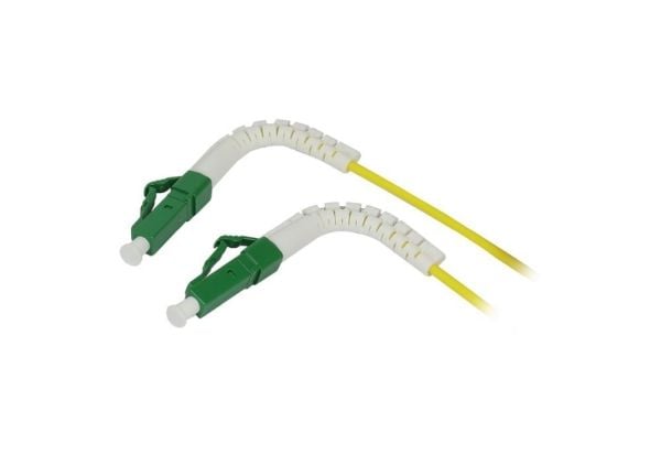 LWL fiberpatchkabel 20 m LC/APC till LC/APC, 9/125 µm OS2, G657A2, 2 mm flexibel, knäckskyddshylsa, Synergy21