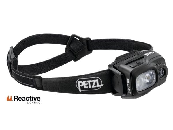 Petzl SWIFT RL, Hodebåndslommelykt, Sort, Hvit, Knapper, IPX4, Batterinivå, CE, UKCA